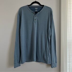 C&C California Men's Blue Striped Long Sleeve Tee